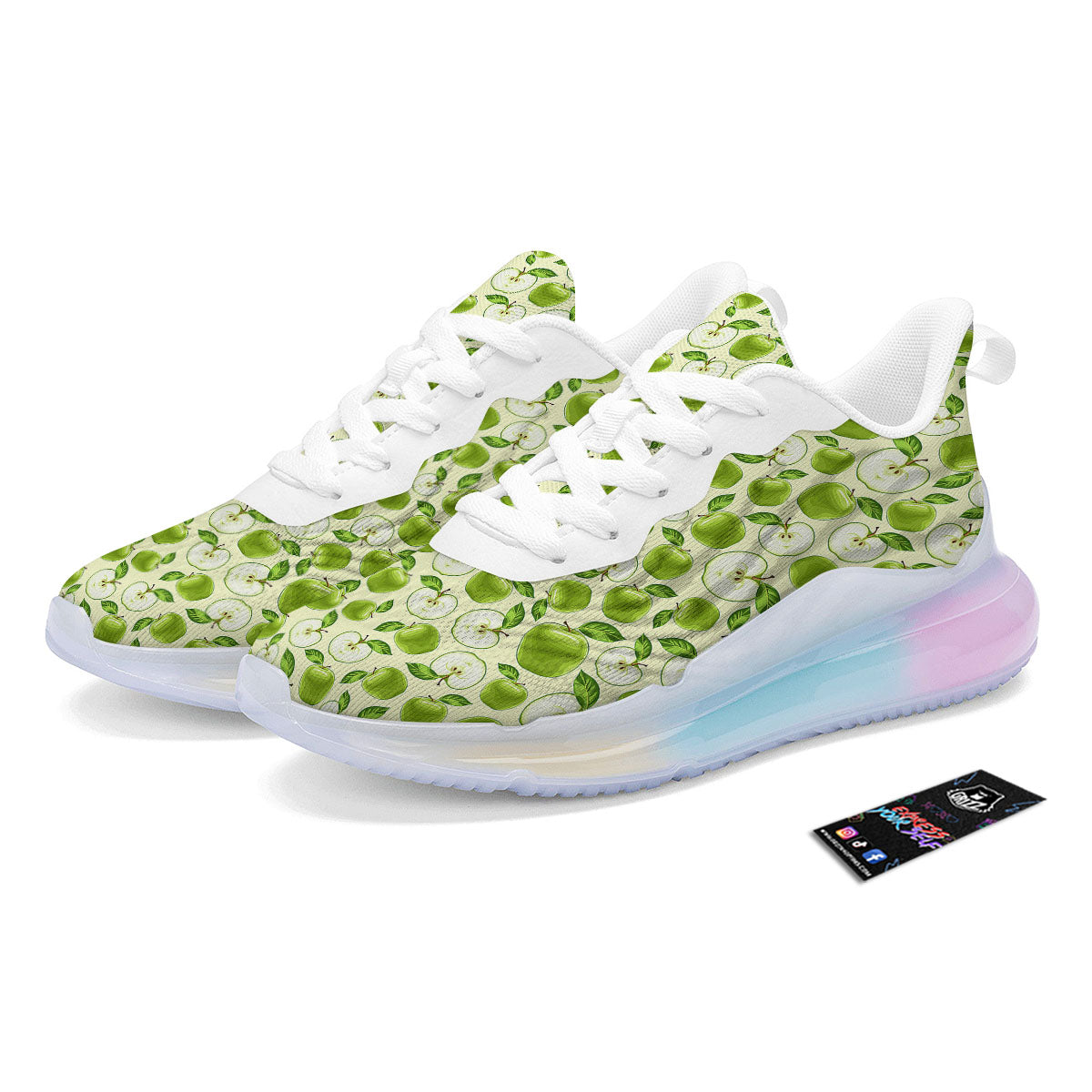 Fruit Green Apple Print Pattern Running Sneakers-grizzshop