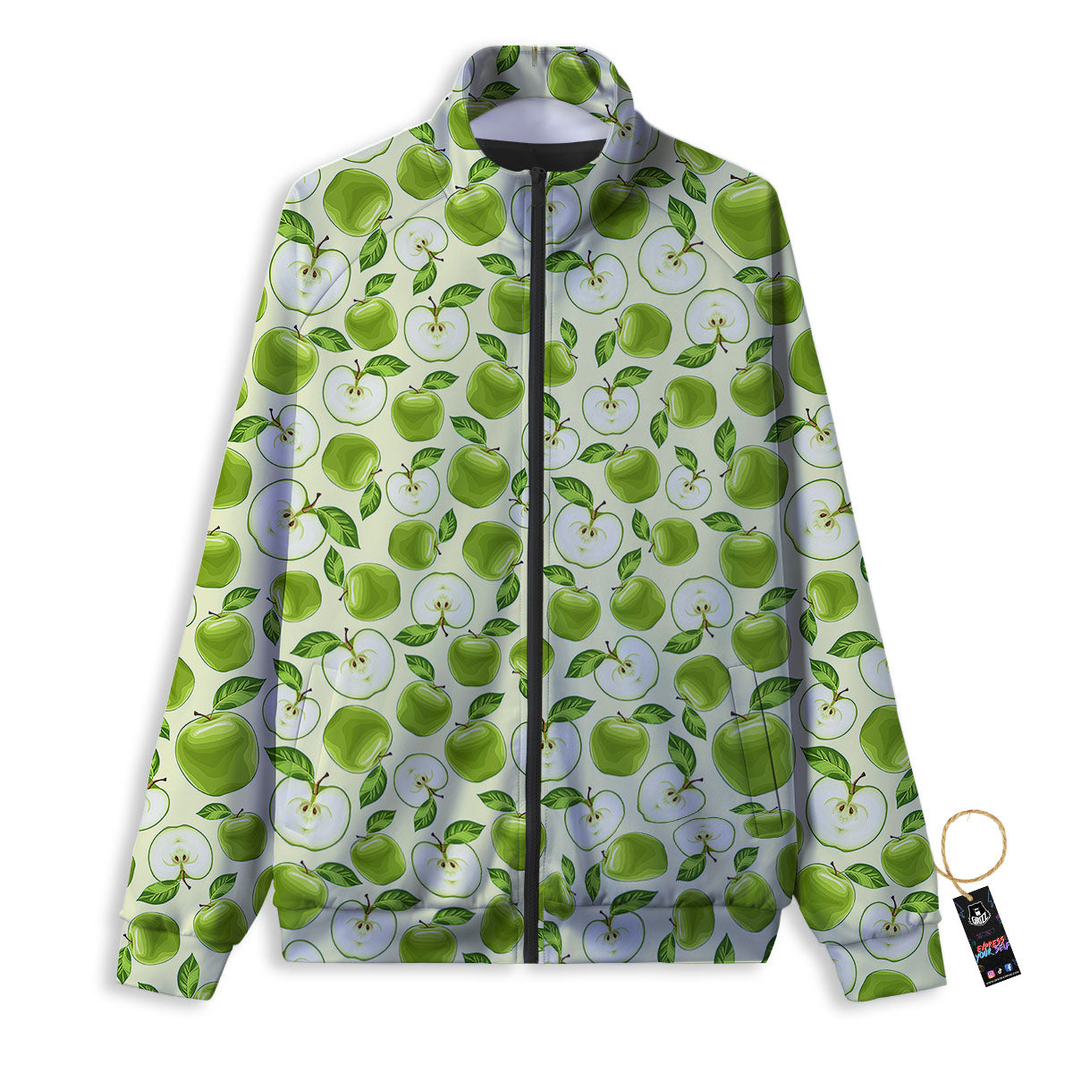 Fruit Green Apple Print Pattern Track Jacket-grizzshop