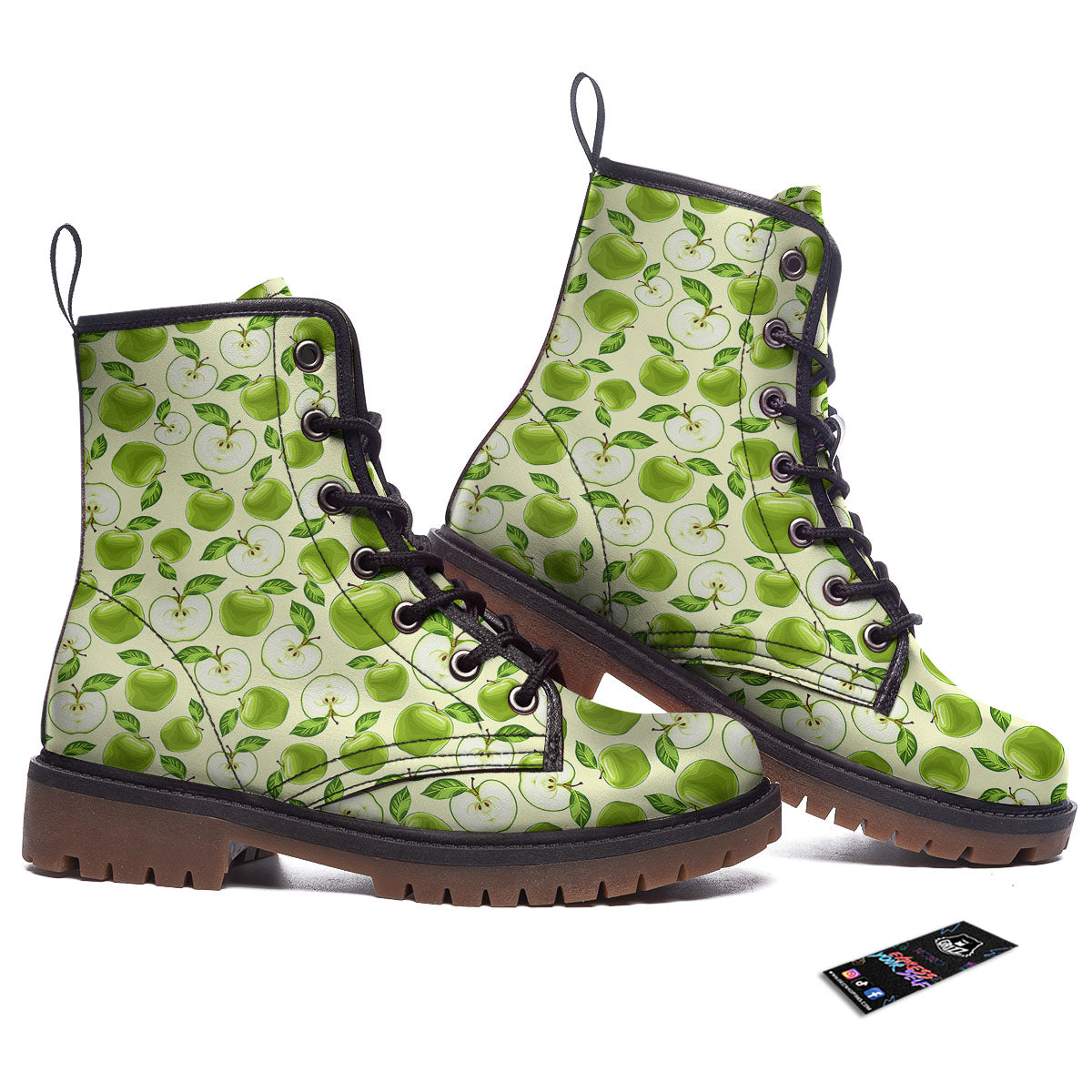 Fruit Green Apple Print Pattern Work Boots-grizzshop