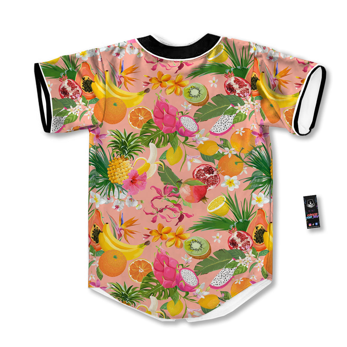 Fruit Leaf Tropical Print Pattern Baseball Jersey-grizzshop