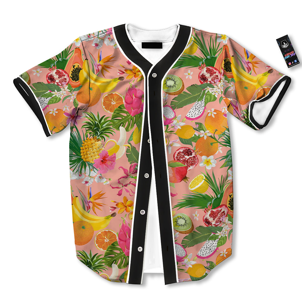 Fruit Leaf Tropical Print Pattern Baseball Jersey-grizzshop