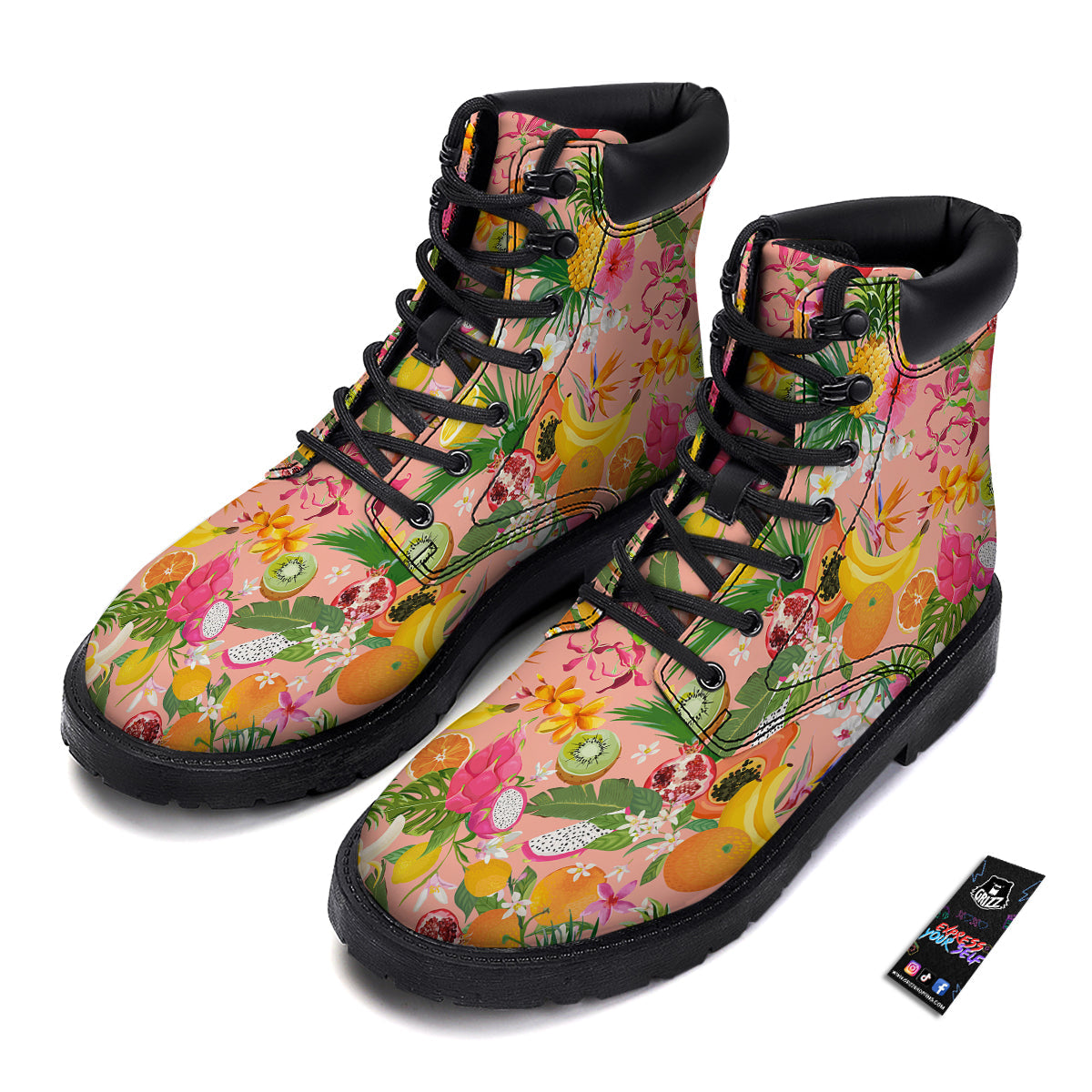 Fruit Leaf Tropical Print Pattern Boots-grizzshop