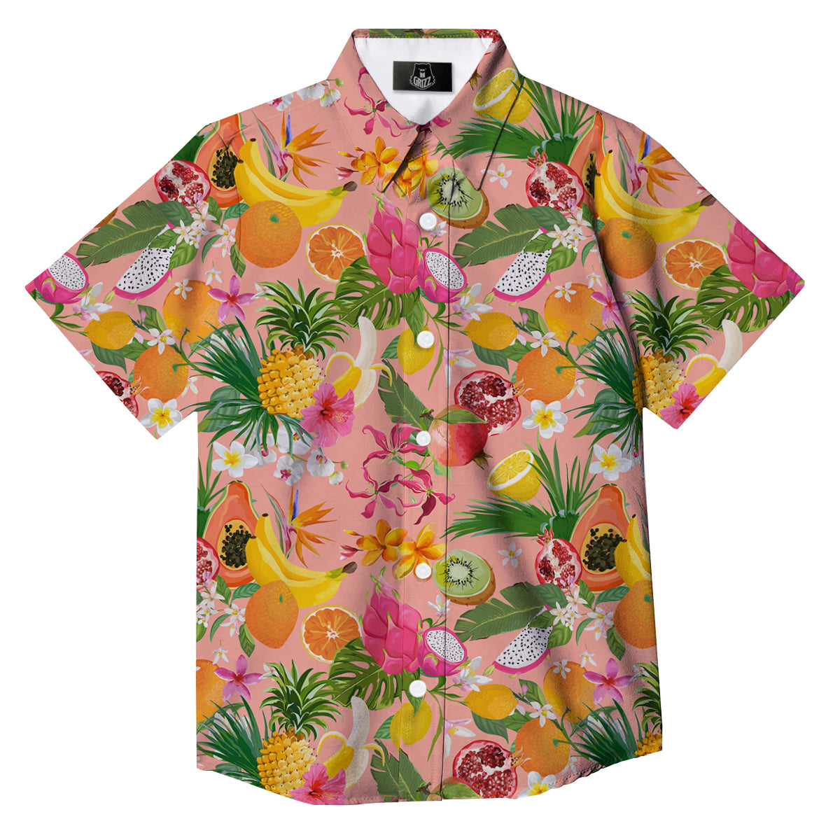 Fruit Leaf Tropical Print Pattern Button Up Shirt-grizzshop