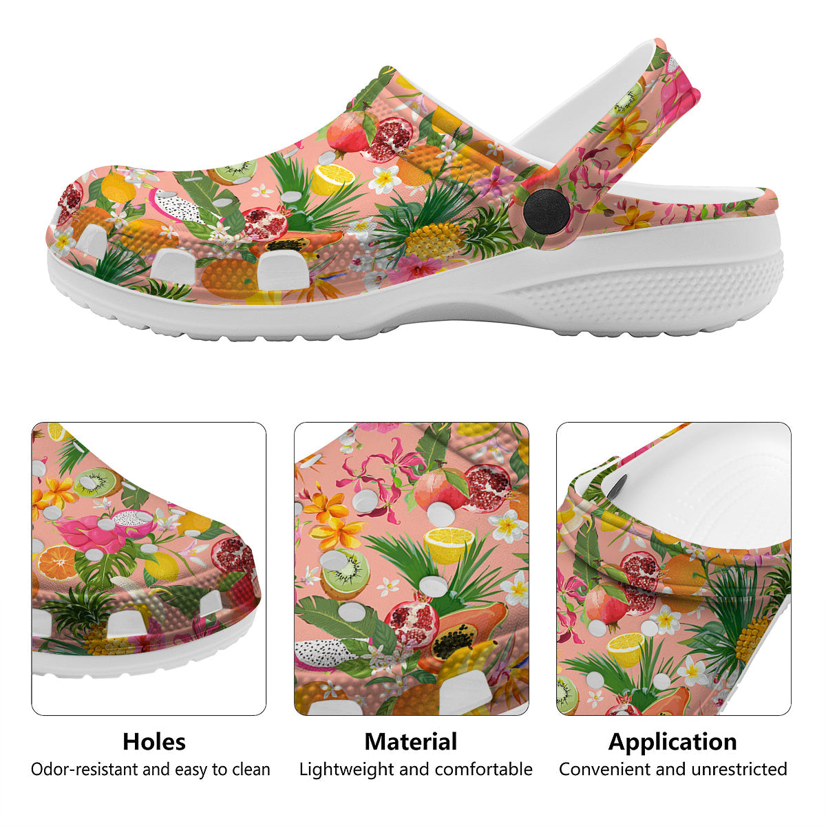 Fruit Leaf Tropical Print Pattern Clog-grizzshop