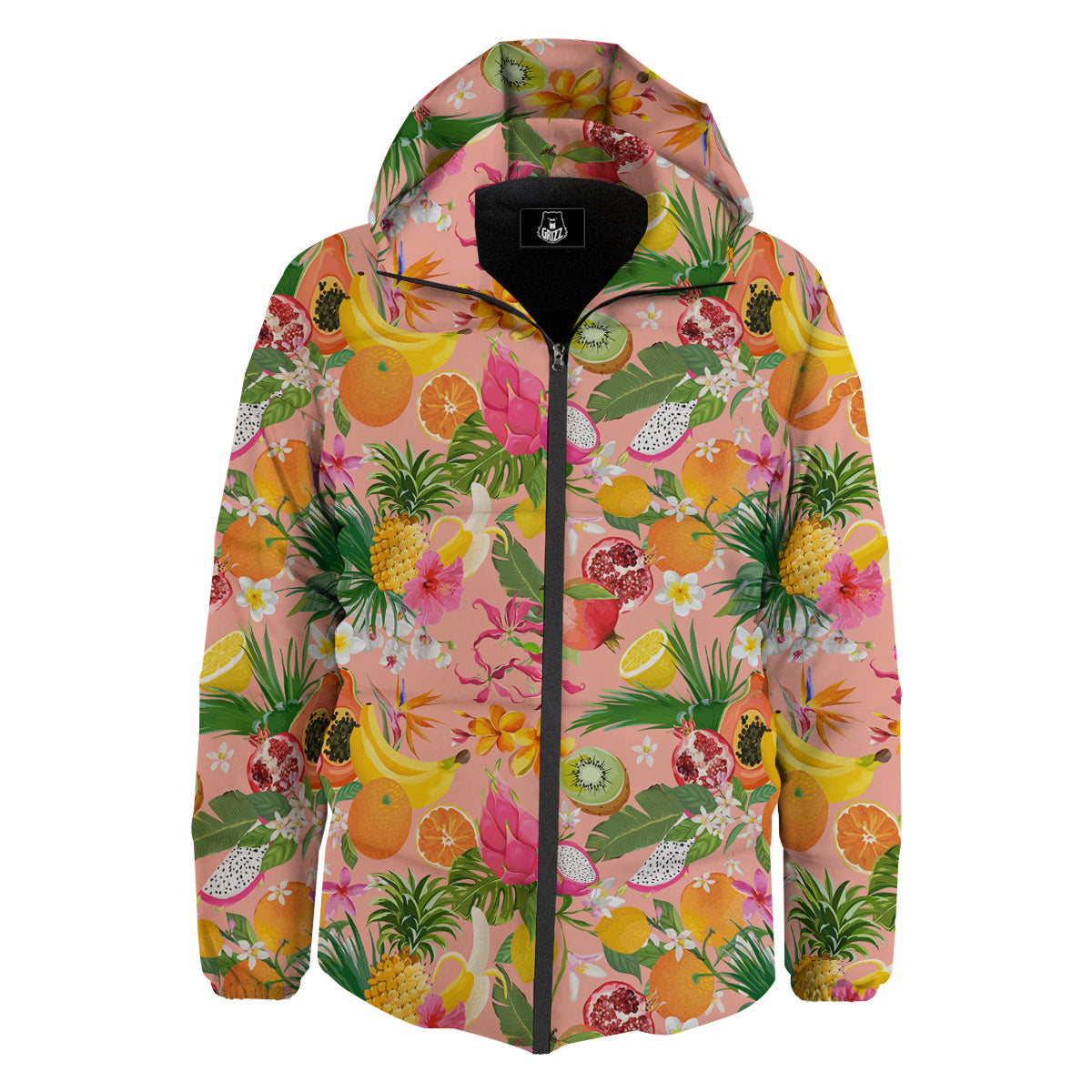 Fruit Leaf Tropical Print Pattern Down Jacket-grizzshop