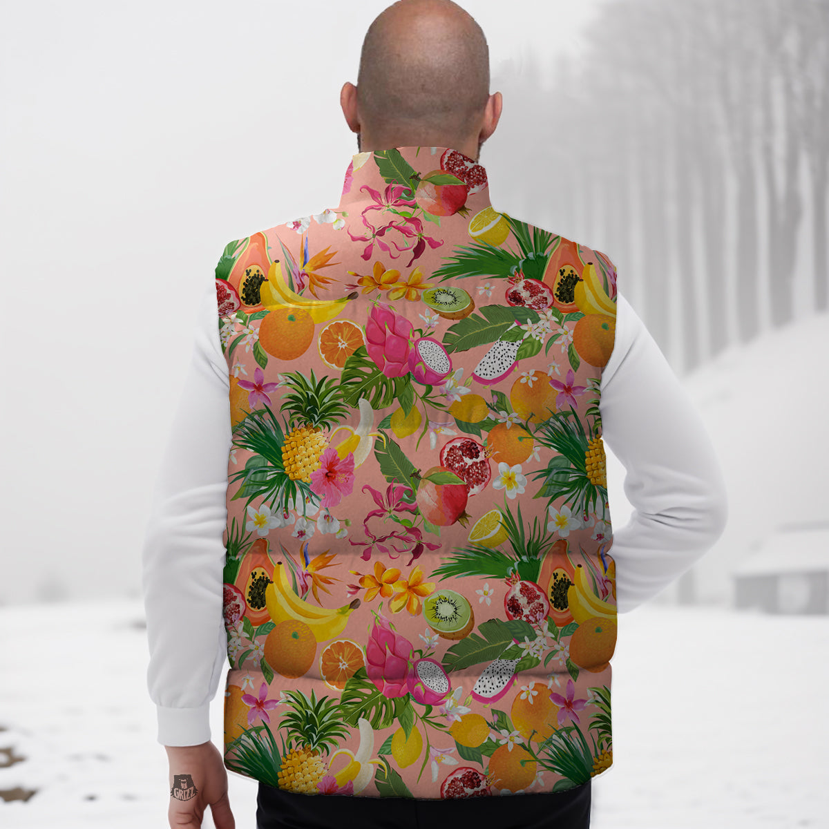 Fruit Leaf Tropical Print Pattern Down Vest