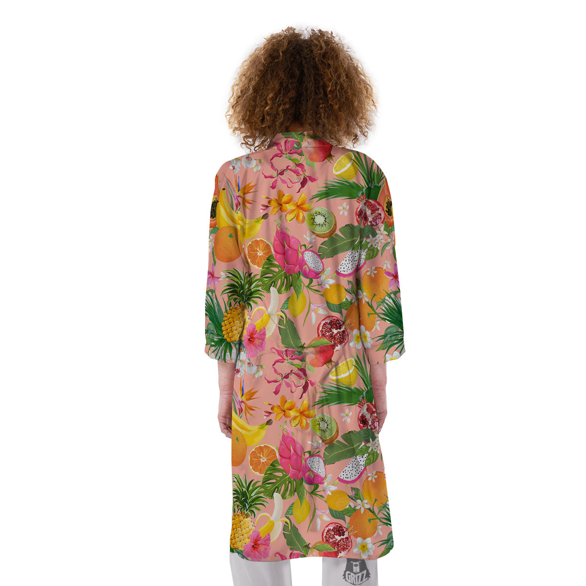 Fruit Leaf Tropical Print Pattern Kimono-grizzshop