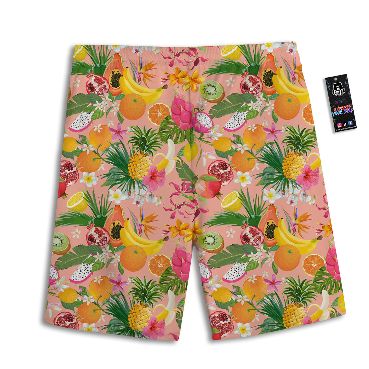 Fruit Leaf Tropical Print Pattern Men's Athletic Shorts
