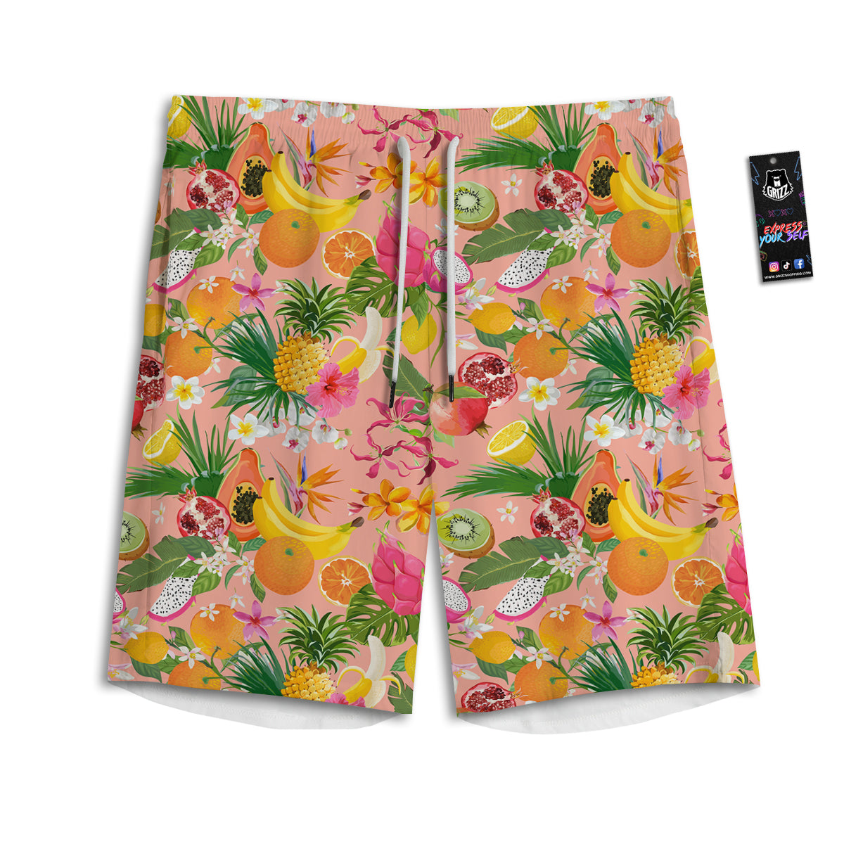 Fruit Leaf Tropical Print Pattern Men's Athletic Shorts