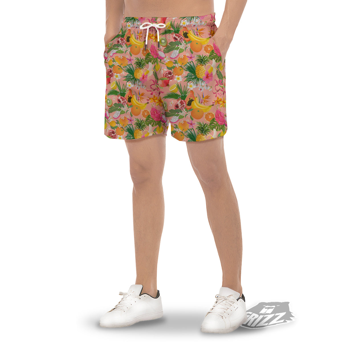 Fruit Leaf Tropical Print Pattern Men's Gym Shorts-grizzshop