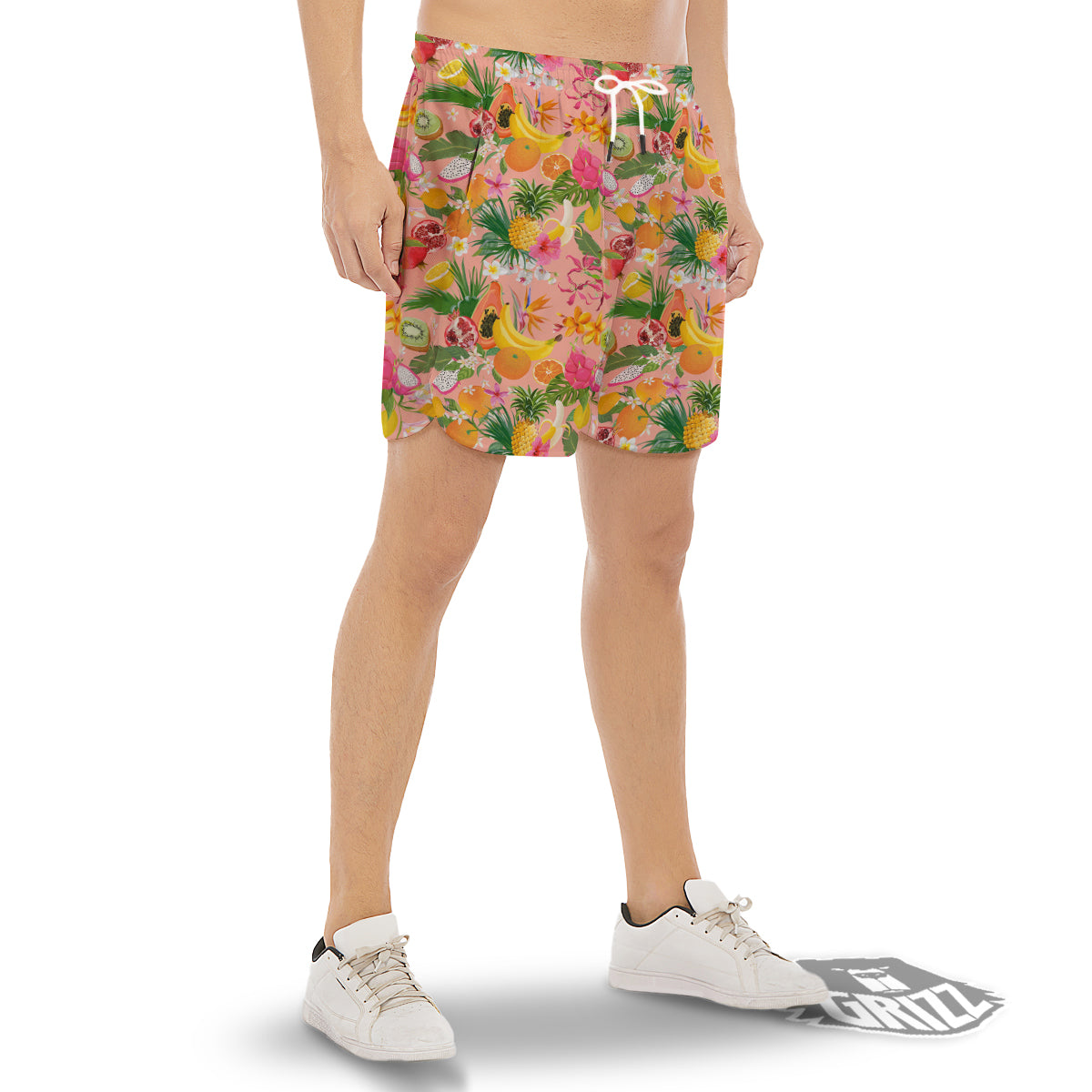 Fruit Leaf Tropical Print Pattern Men's Gym Shorts-grizzshop