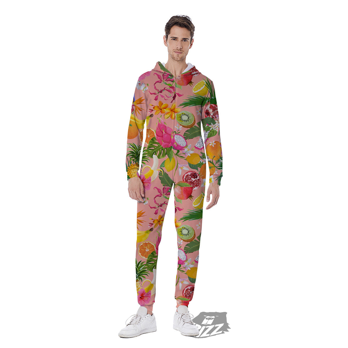 Fruit Leaf Tropical Print Pattern Men's Jumpsuit-grizzshop
