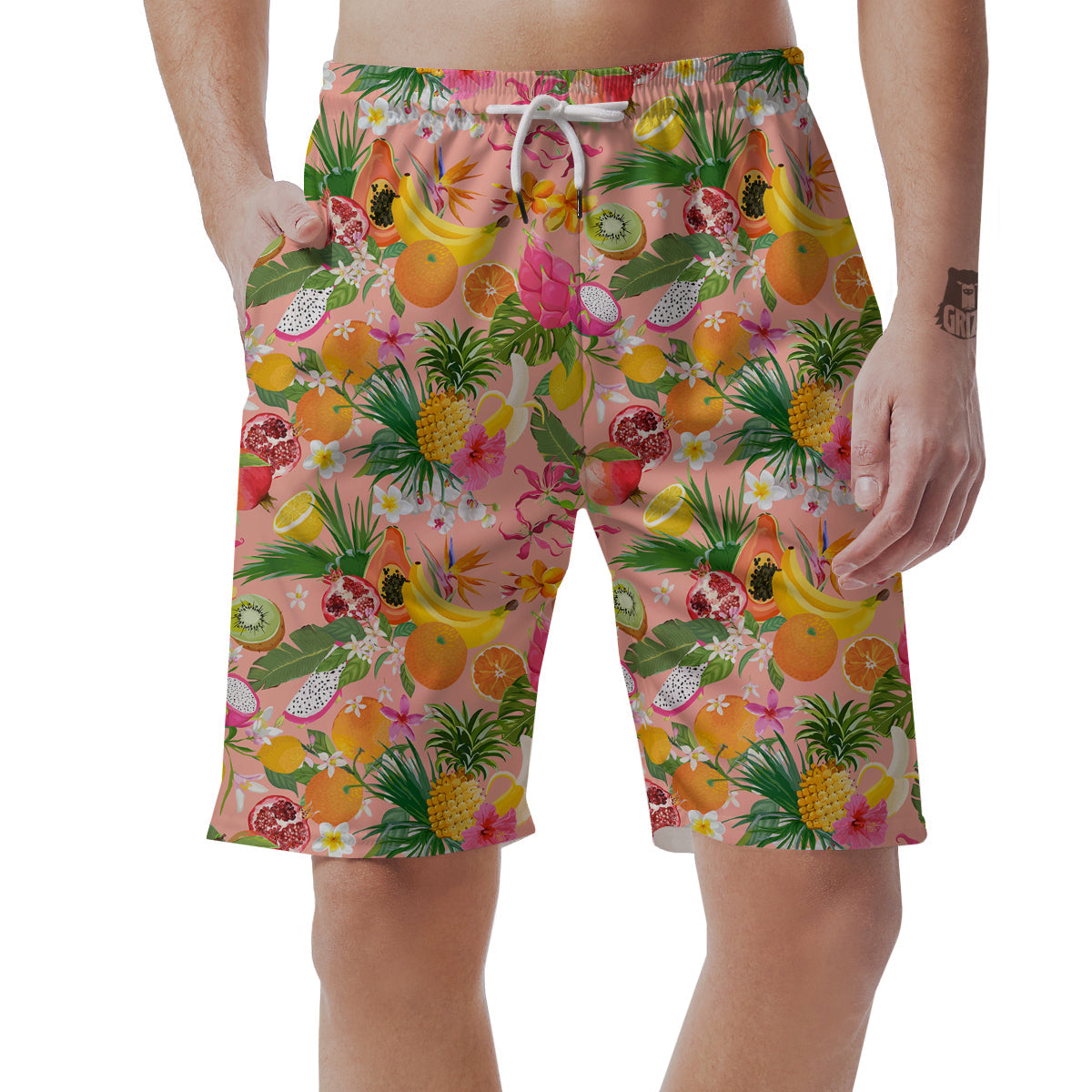 Fruit Leaf Tropical Print Pattern Men's Shorts-grizzshop