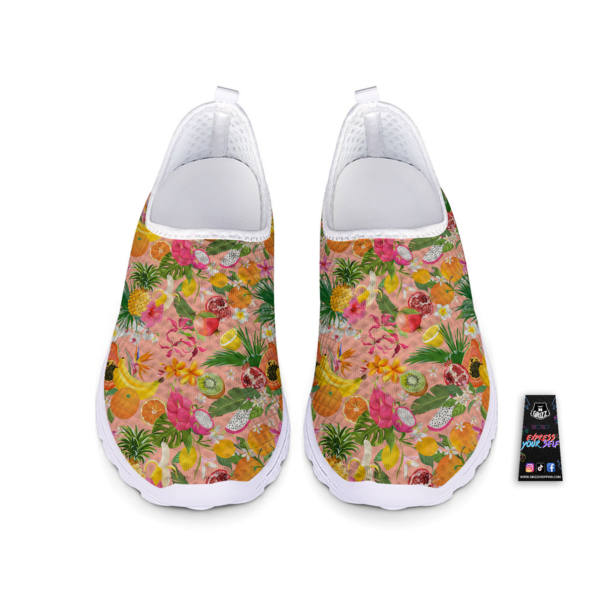 Fruit Leaf Tropical Print Pattern Nurse Shoes-grizzshop