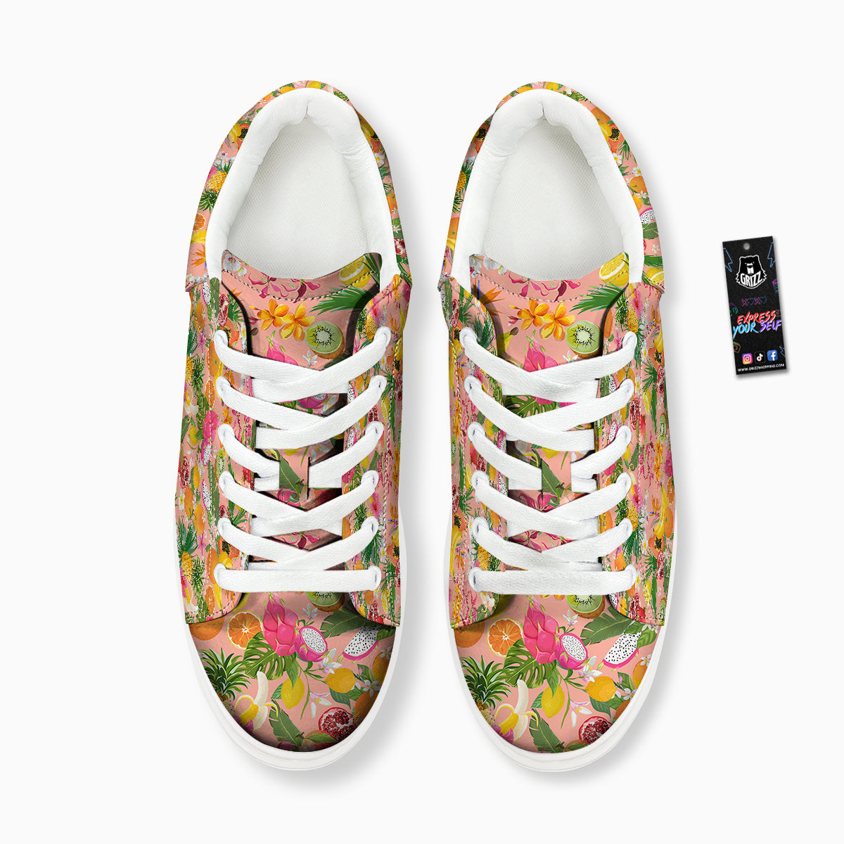 Fruit Leaf Tropical Print Pattern Platform Shoes-grizzshop
