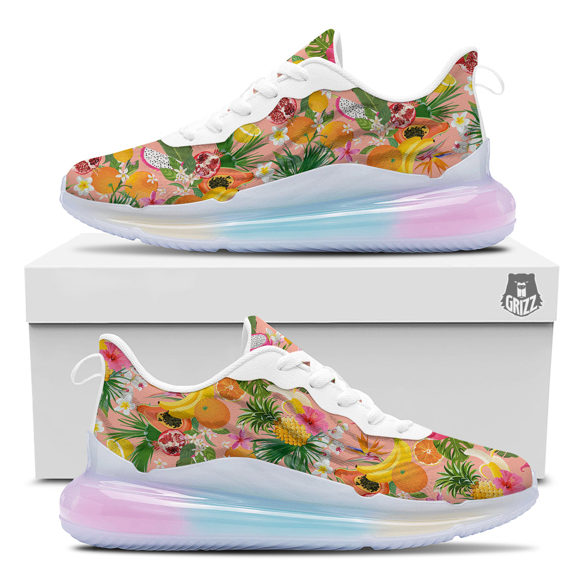 Fruit Leaf Tropical Print Pattern Running Sneakers-grizzshop