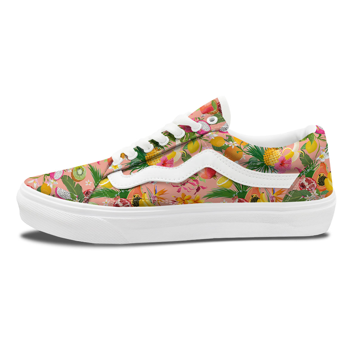 Fruit Leaf Tropical Print Pattern Skate Shoes-grizzshop