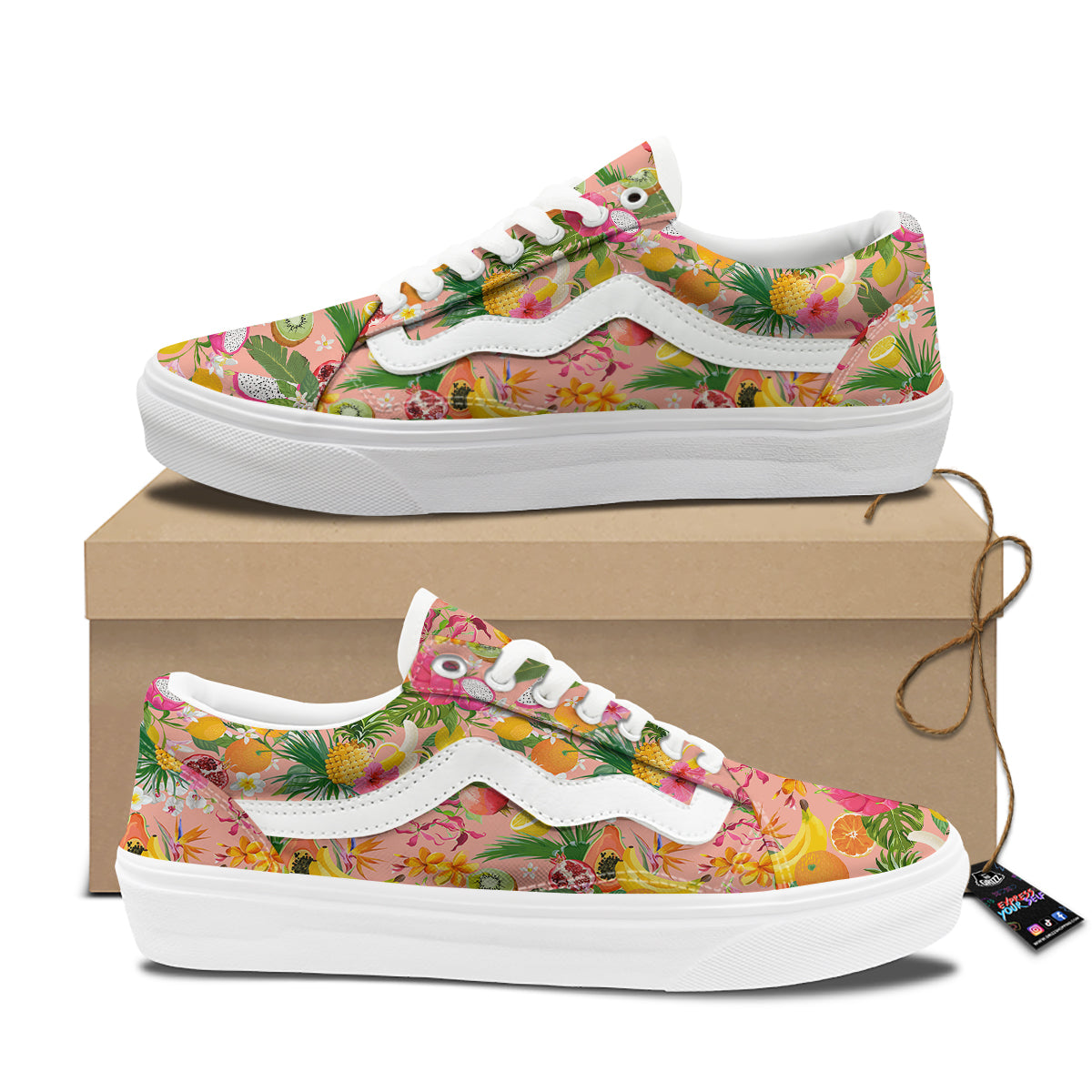 Fruit Leaf Tropical Print Pattern Skate Shoes-grizzshop