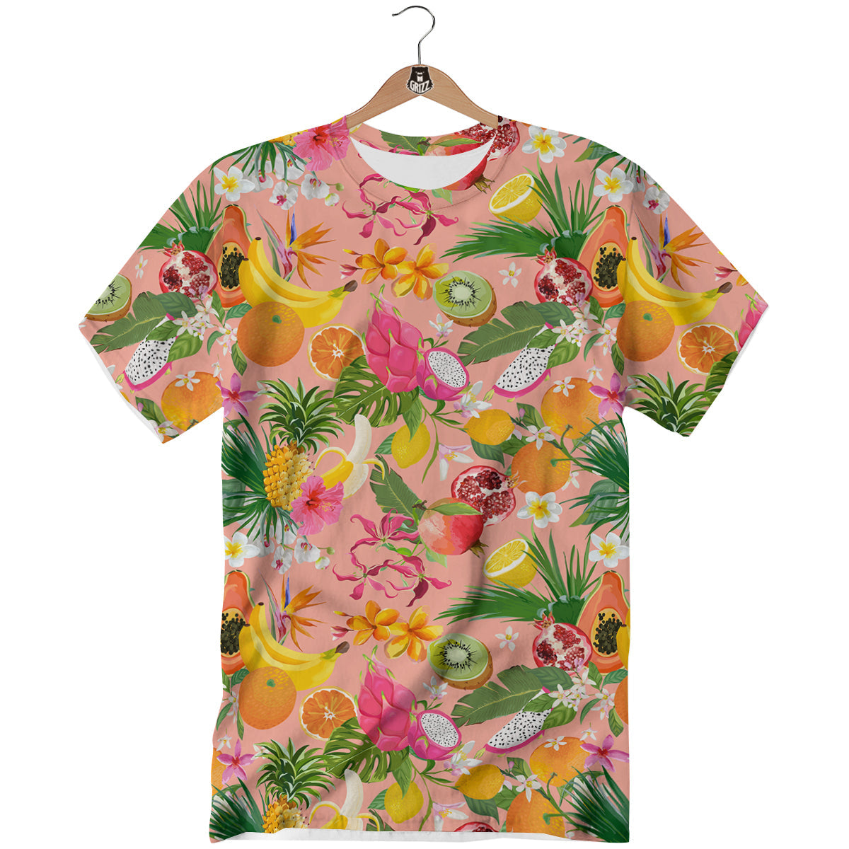 Fruit Leaf Tropical Print Pattern T-Shirt-grizzshop