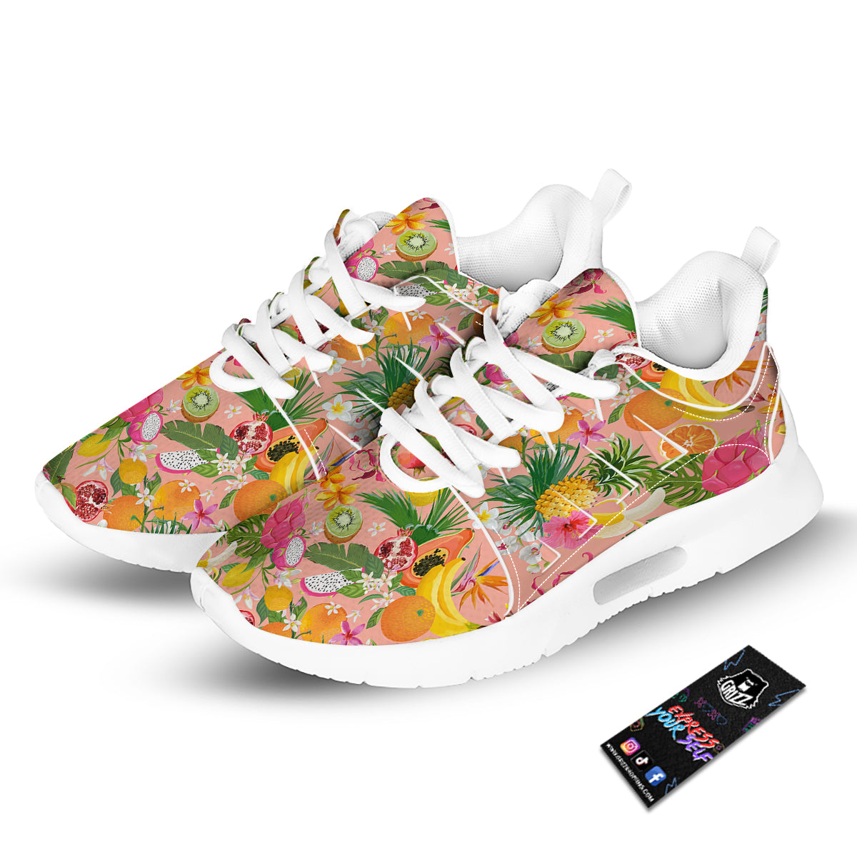 Fruit Leaf Tropical Print Pattern Tennis Shoes-grizzshop