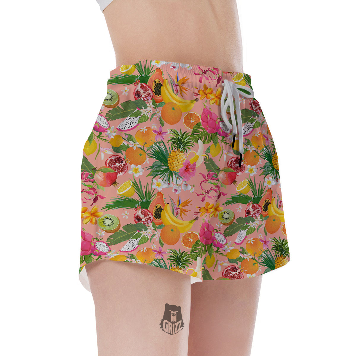 Fruit Leaf Tropical Print Pattern Women's Shorts-grizzshop