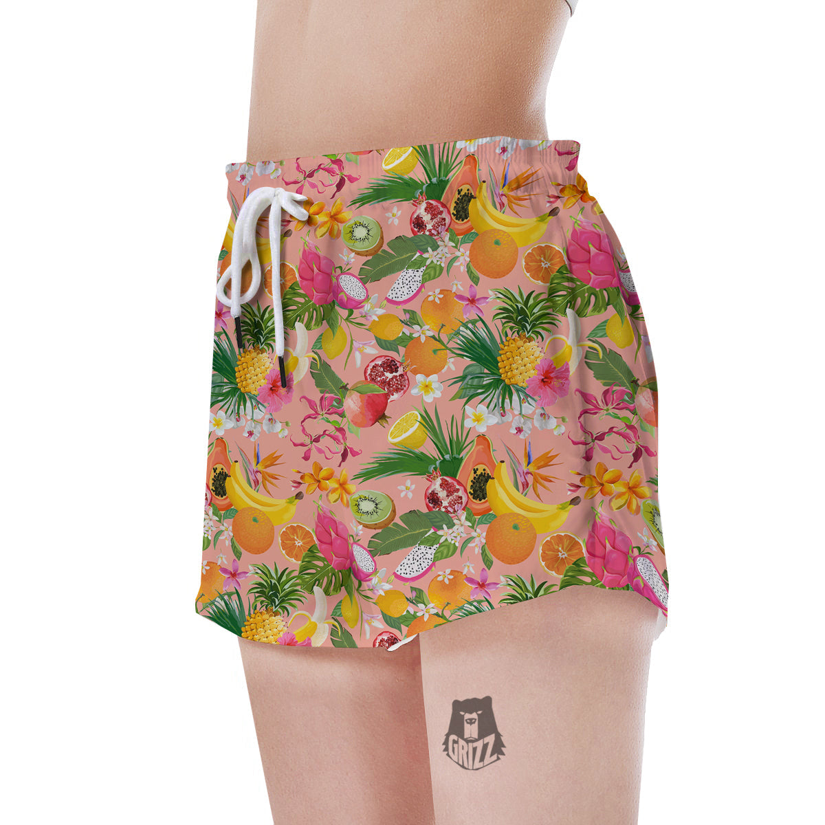 Fruit Leaf Tropical Print Pattern Women's Shorts-grizzshop