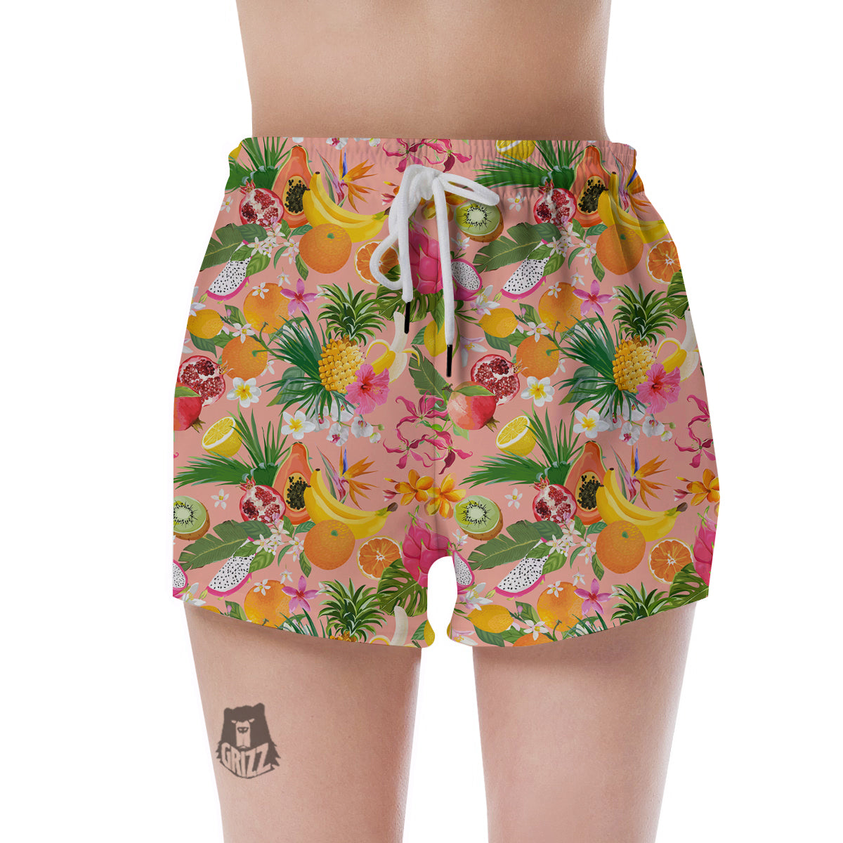 Fruit Leaf Tropical Print Pattern Women's Shorts-grizzshop