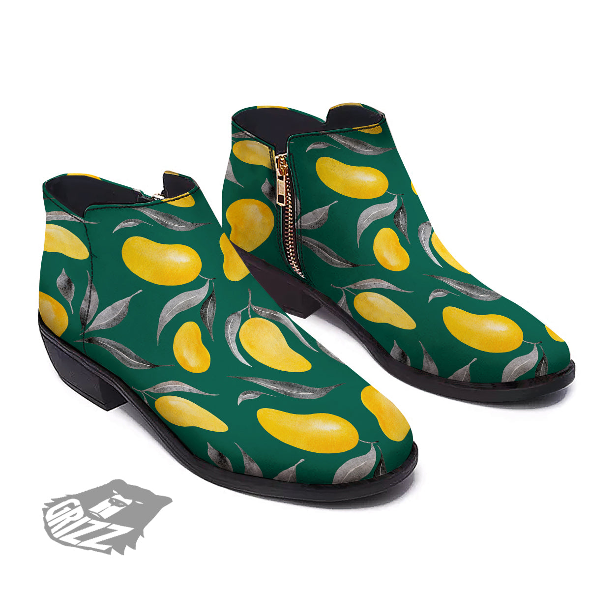 Fruit Mango Yellow Print Pattern Ankle Boots-grizzshop