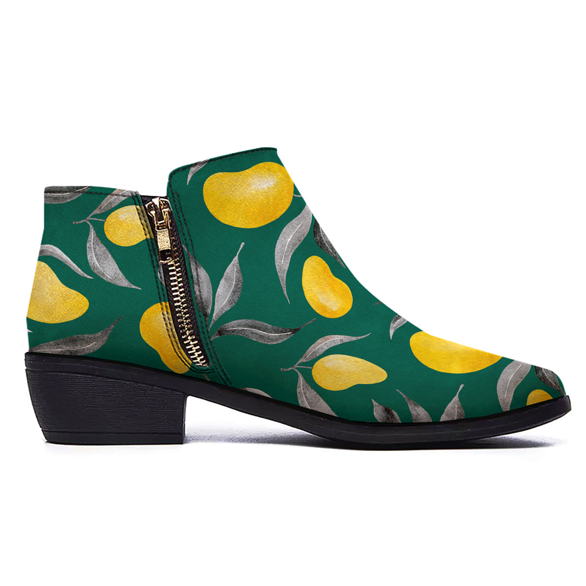 Fruit Mango Yellow Print Pattern Ankle Boots-grizzshop