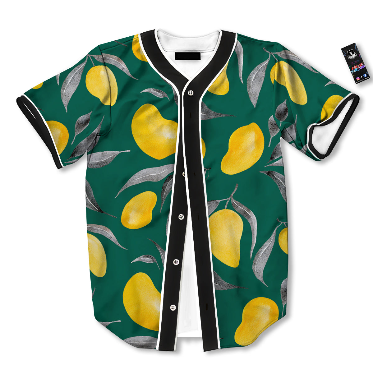 Fruit Mango Yellow Print Pattern Baseball Jersey-grizzshop