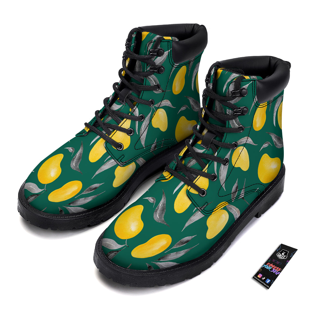 Fruit Mango Yellow Print Pattern Boots-grizzshop