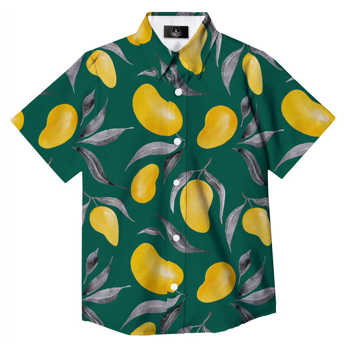 Fruit Mango Yellow Print Pattern Button Up Shirt-grizzshop