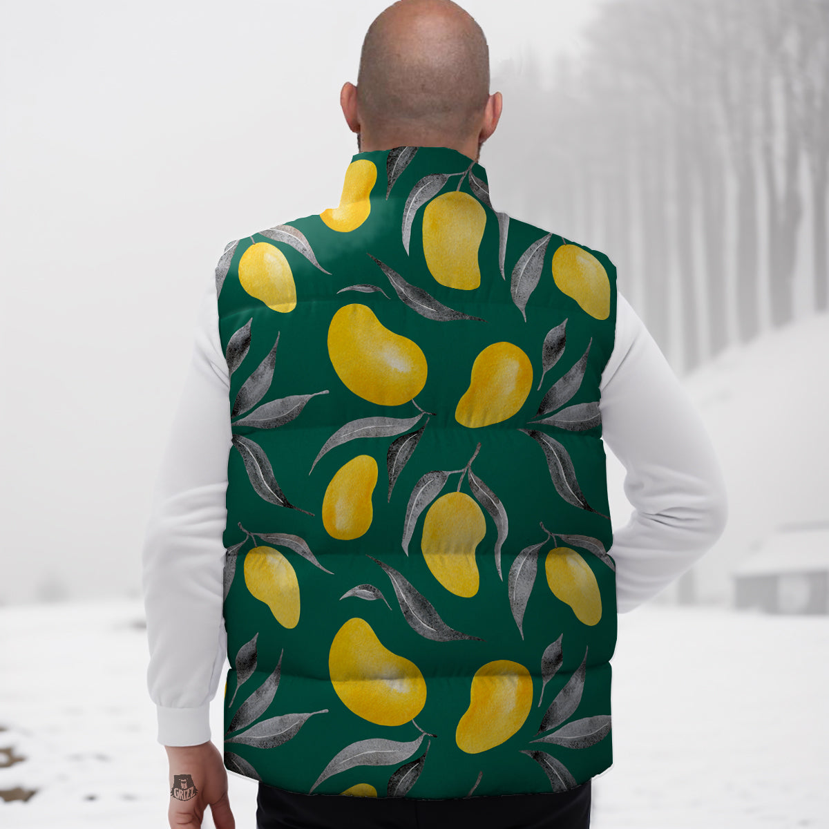 Fruit Mango Yellow Print Pattern Down Vest-grizzshop