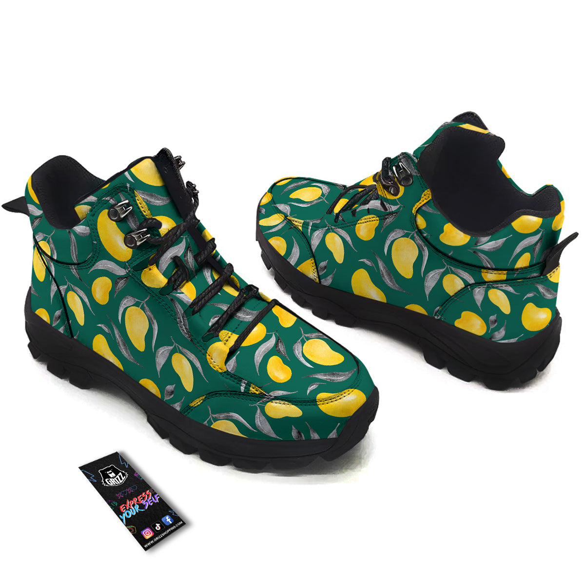 Fruit Mango Yellow Print Pattern Hiking Shoes-grizzshop