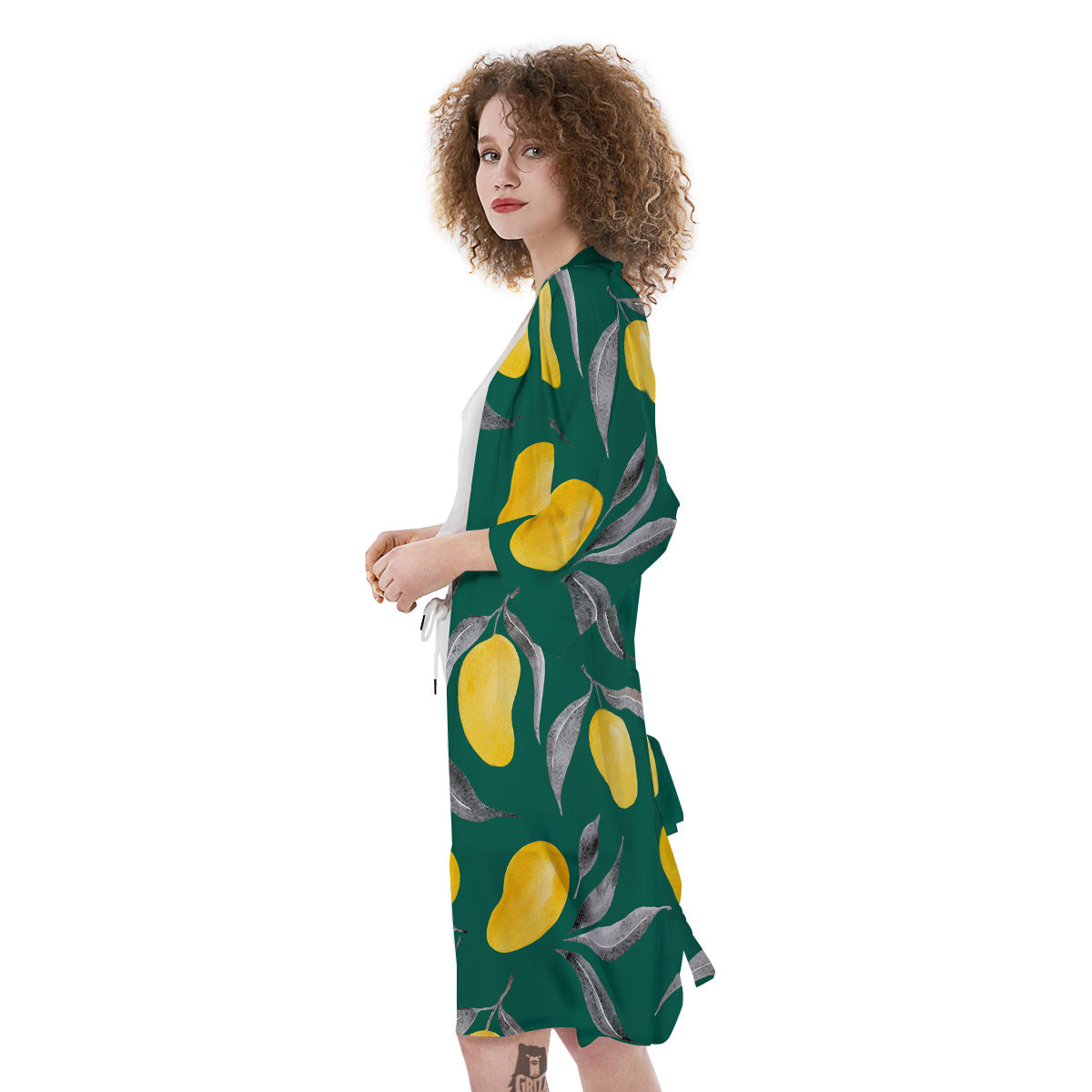 Fruit Mango Yellow Print Pattern Kimono-grizzshop