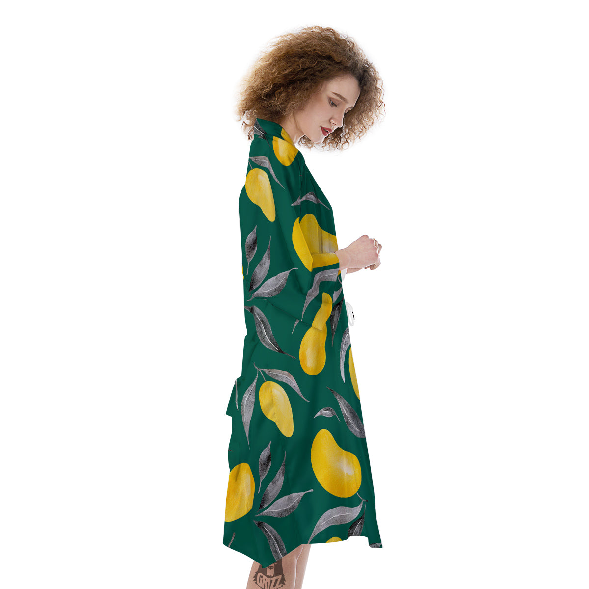 Fruit Mango Yellow Print Pattern Kimono-grizzshop