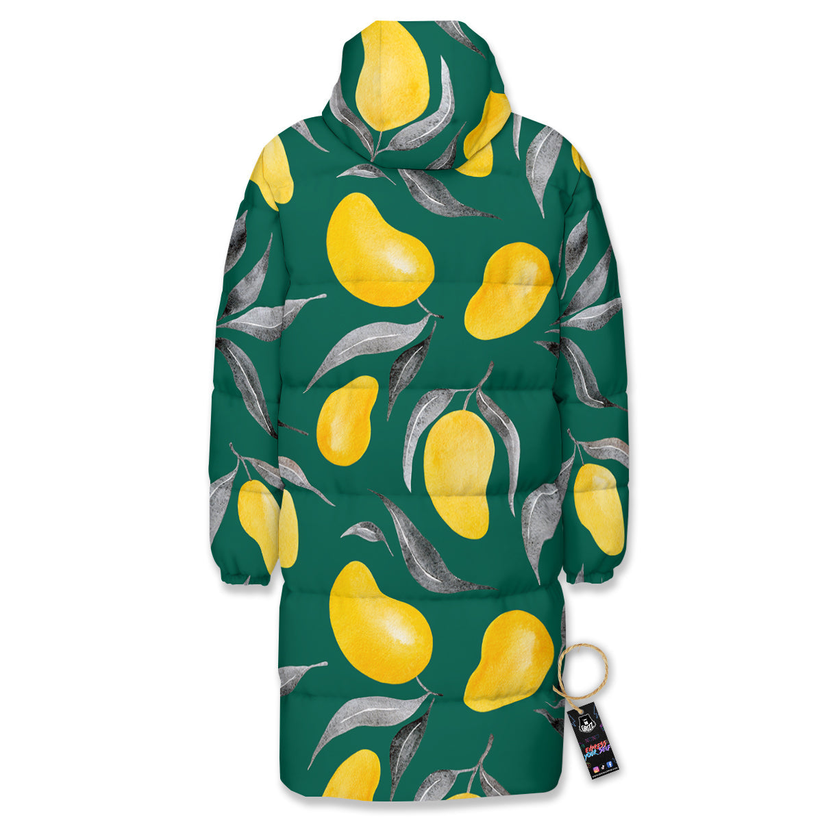 Fruit Mango Yellow Print Pattern Long Down Jacket-grizzshop