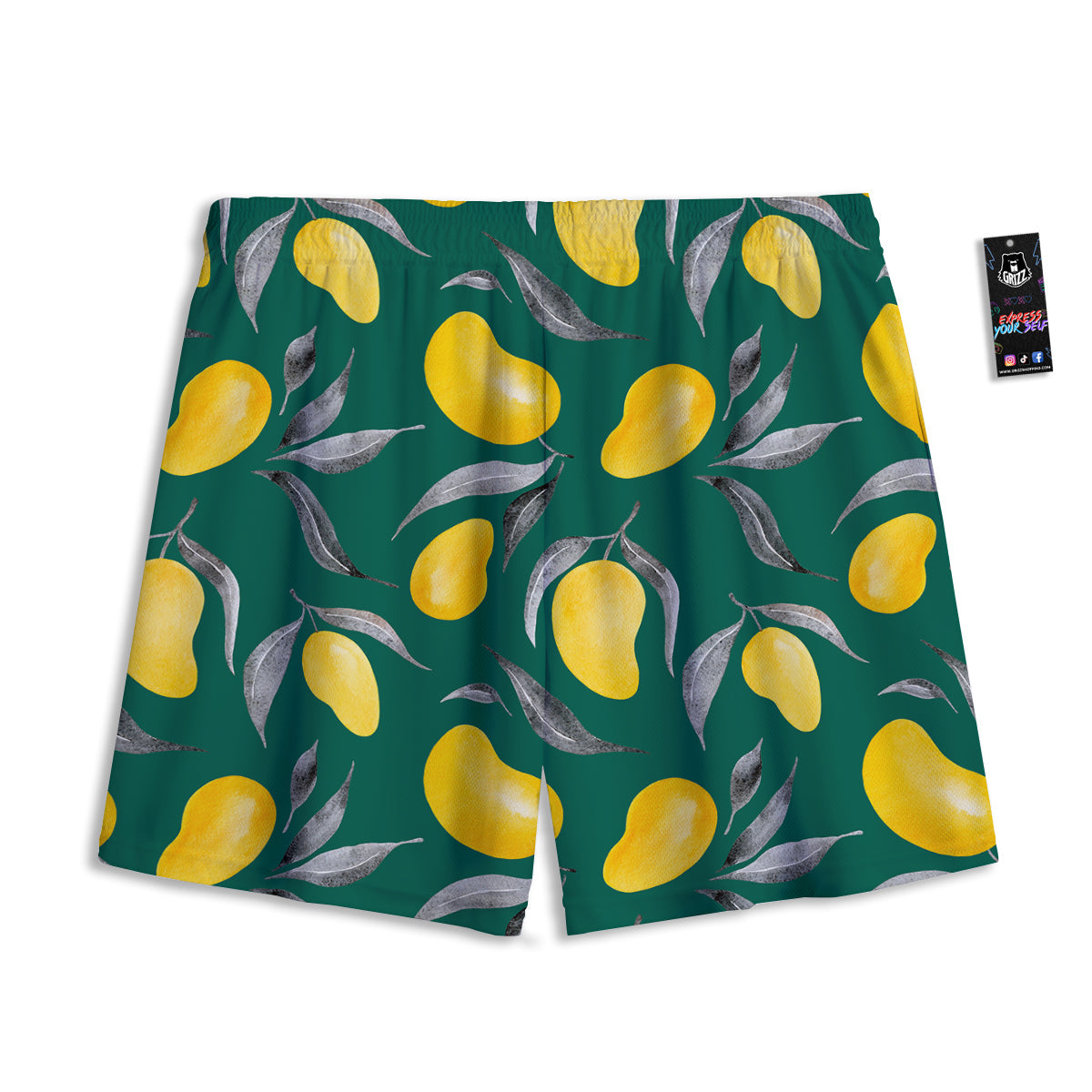 Fruit Mango Yellow Print Pattern Mesh Shorts-grizzshop