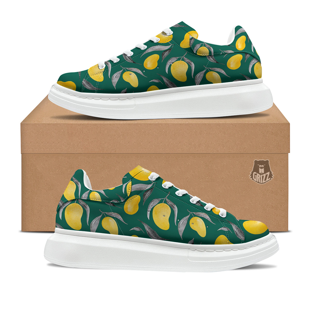 Fruit Mango Yellow Print Pattern Platform Shoes-grizzshop