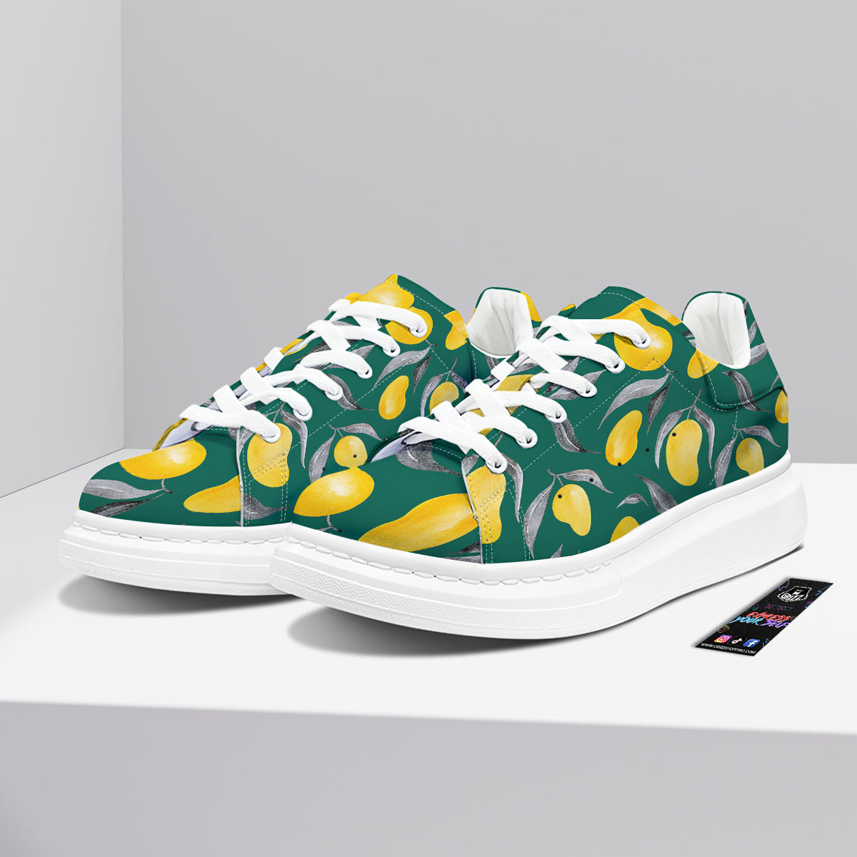 Fruit Mango Yellow Print Pattern Platform Shoes-grizzshop