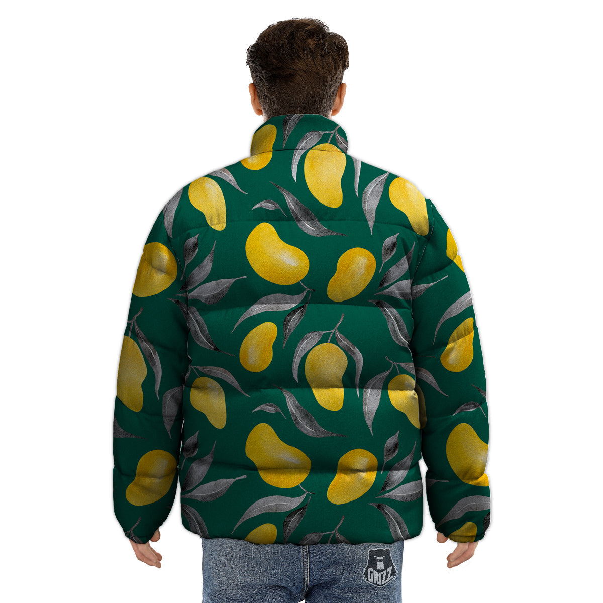 Fruit Mango Yellow Print Pattern Puffer Jacket-grizzshop