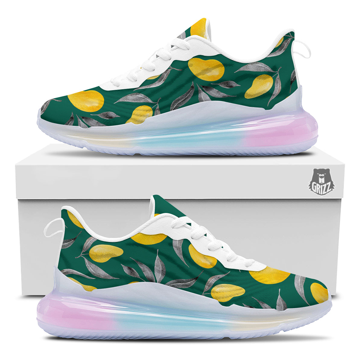 Fruit Mango Yellow Print Pattern Running Sneakers-grizzshop