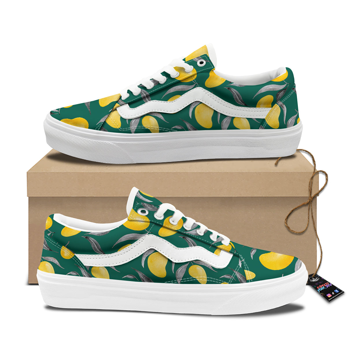 Fruit Mango Yellow Print Pattern Skate Shoes-grizzshop