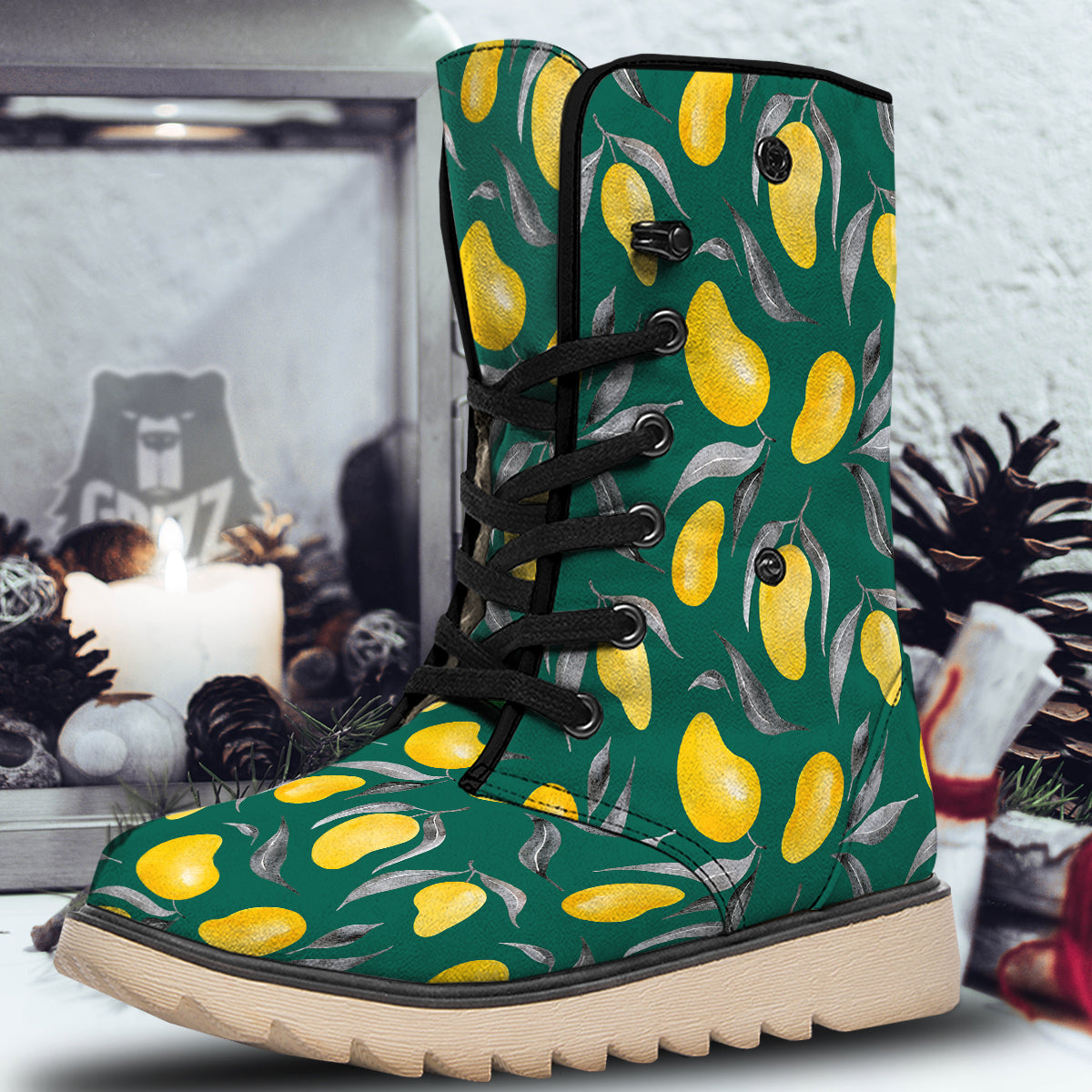 Fruit Mango Yellow Print Pattern Snow Boots-grizzshop