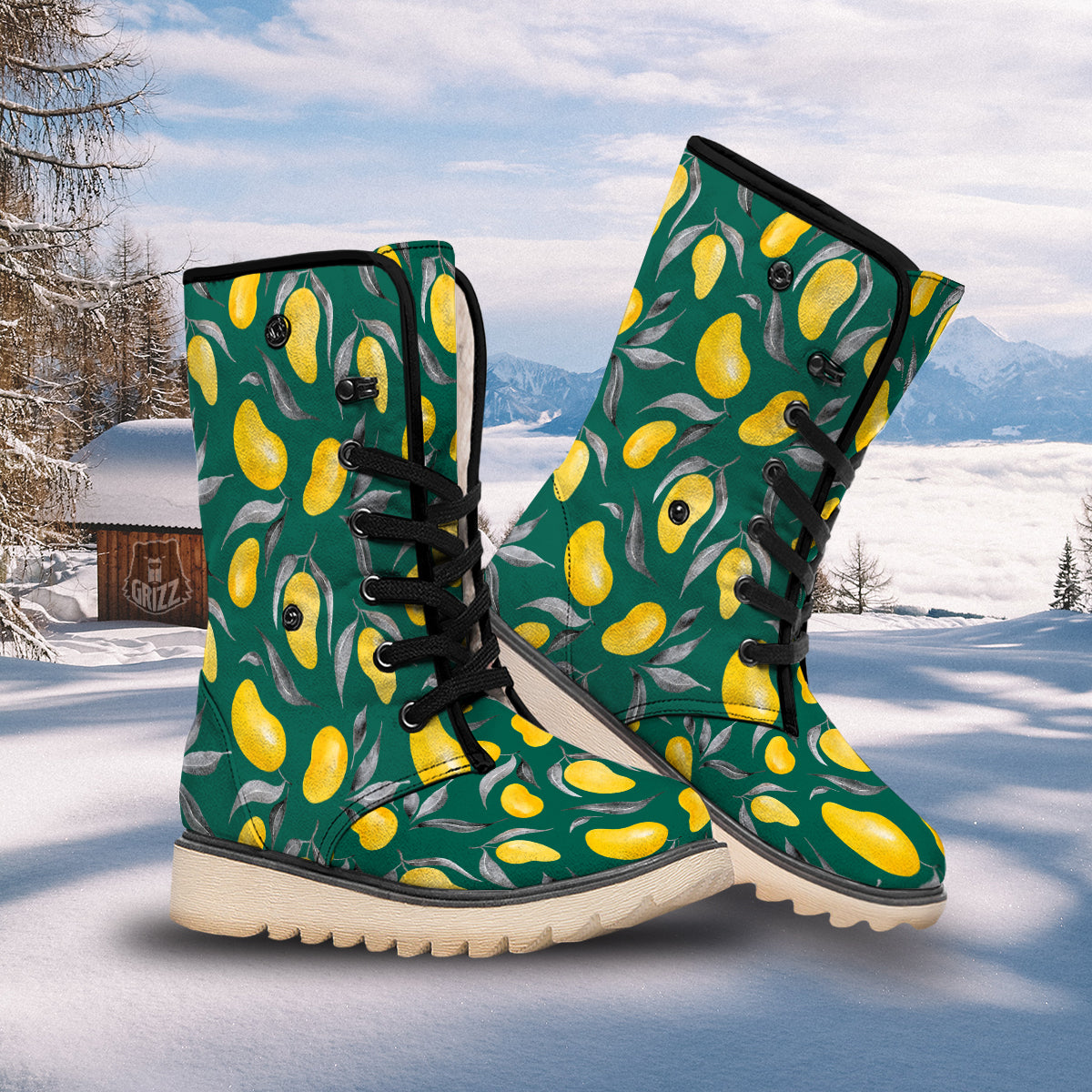 Fruit Mango Yellow Print Pattern Snow Boots-grizzshop