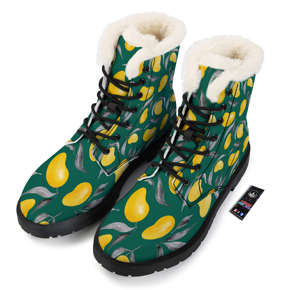 Fruit Mango Yellow Print Pattern Winter Boots-grizzshop