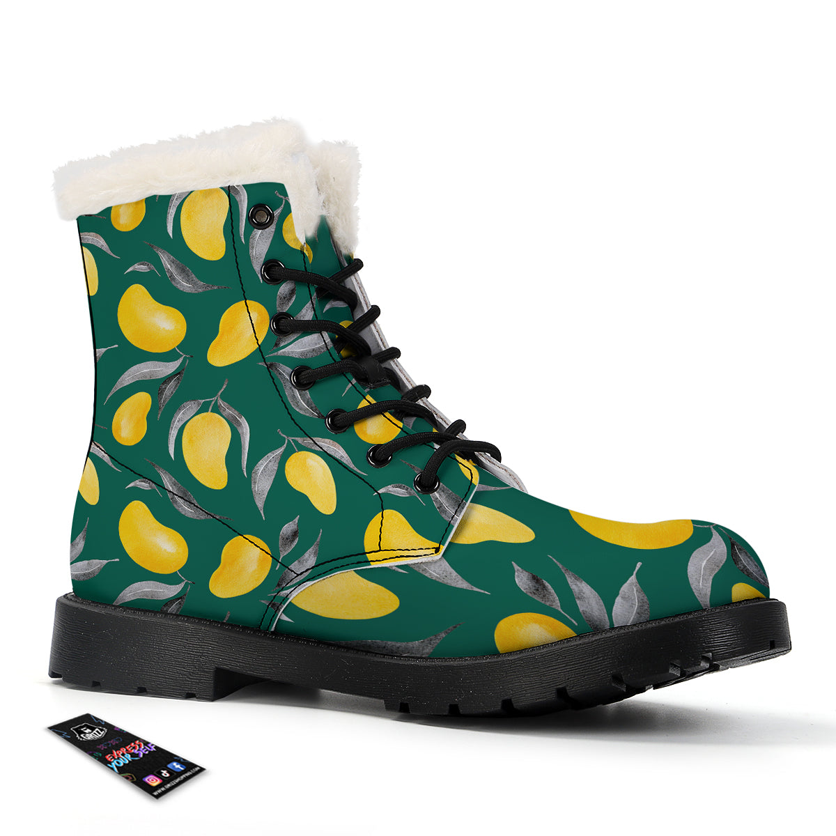 Fruit Mango Yellow Print Pattern Winter Boots-grizzshop