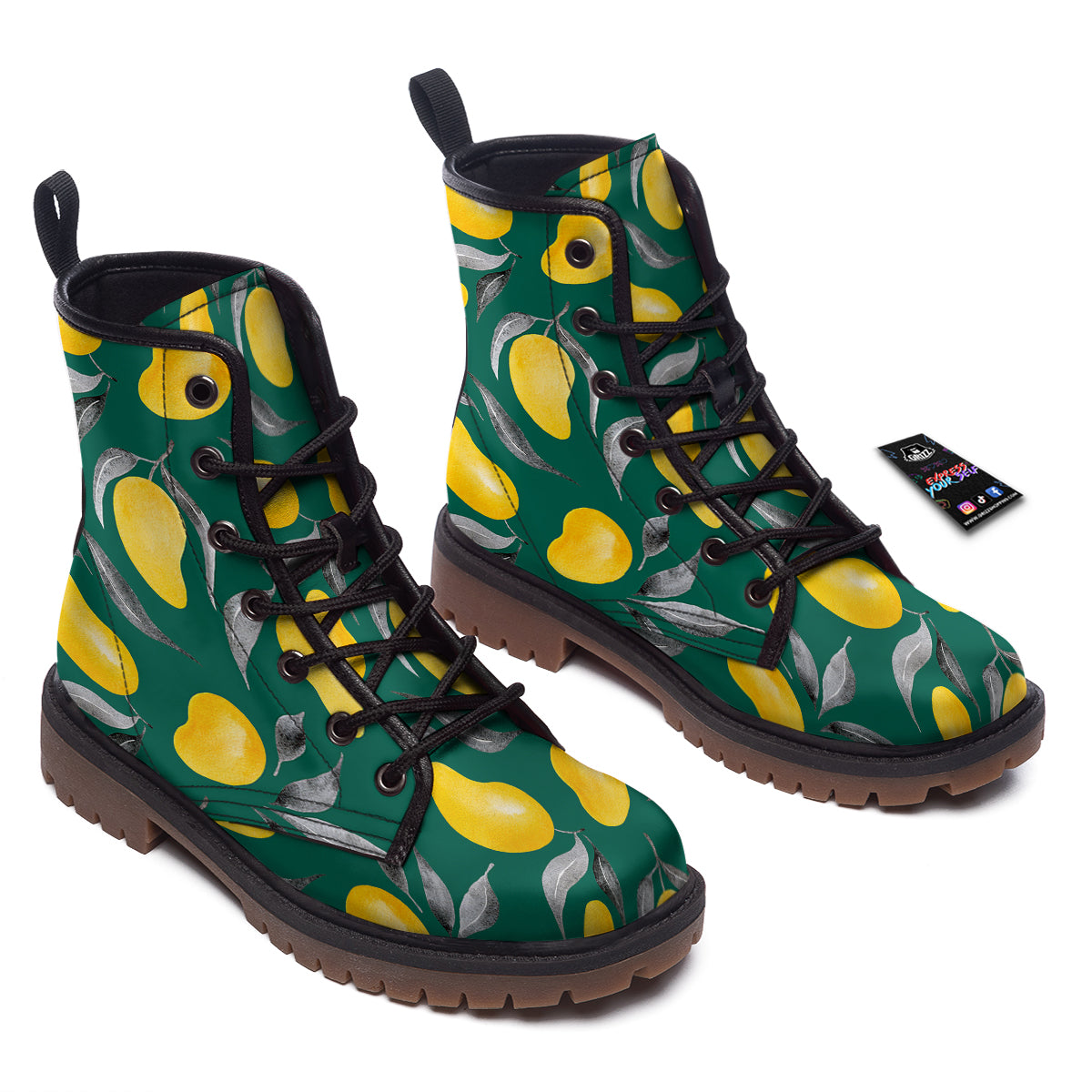 Fruit Mango Yellow Print Pattern Work Boots-grizzshop