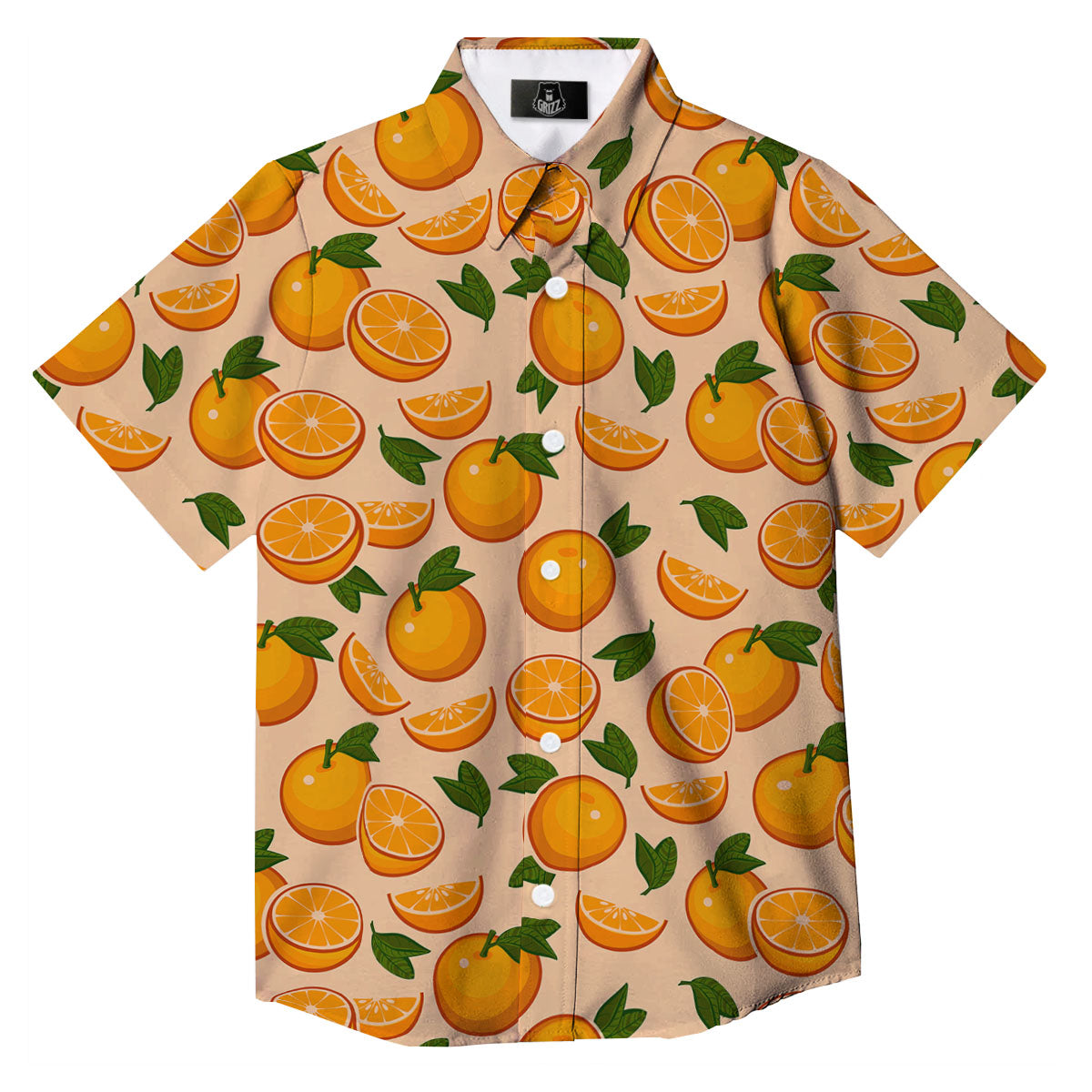 Fruit Orange Print Pattern Button Up Shirt-grizzshop