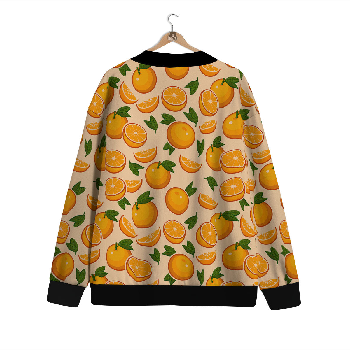 Fruit Orange Print Pattern Cardigan-grizzshop